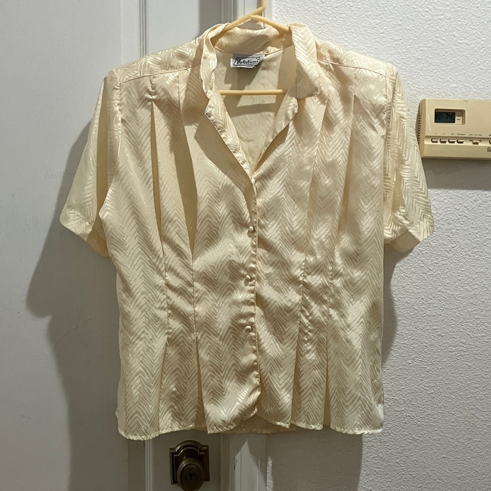 Vintage Notations  Ivory Satin Chevron Blouse (12)